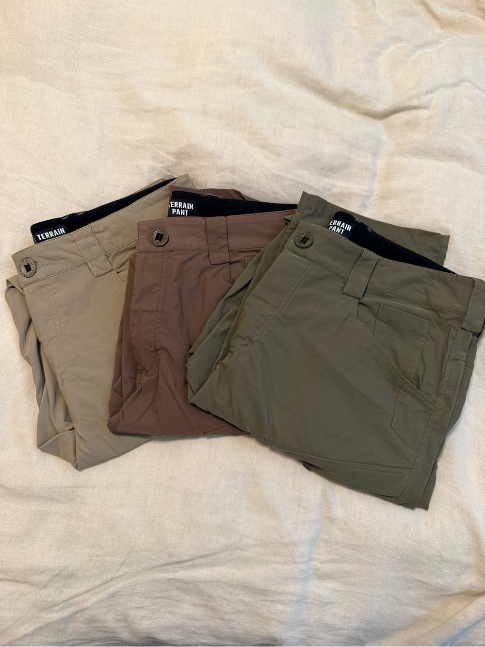 Born Primitive Terrain Pants in Olive, Brown, and Tan